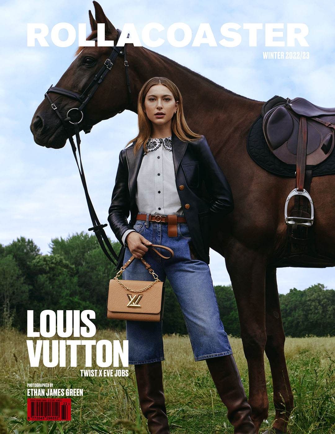 Eve Jobs in Louis Vuitton Covers Rollacoaster Magazine's Winter 2022 Issue